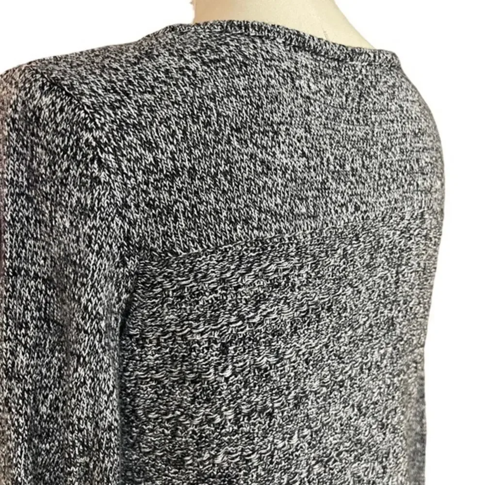 Croft & Barrow Long Sleeve Sweater Round Hem Crewneck‎ Black White XL